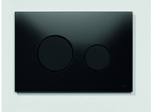 Betjeningsplate toalett TECEloop svart glass/svarte knapper