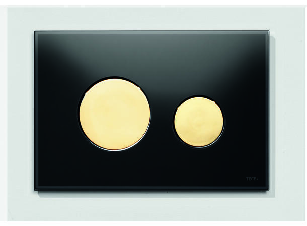 Betjeningsplate toalett TECEloop svart glass/gull knapper